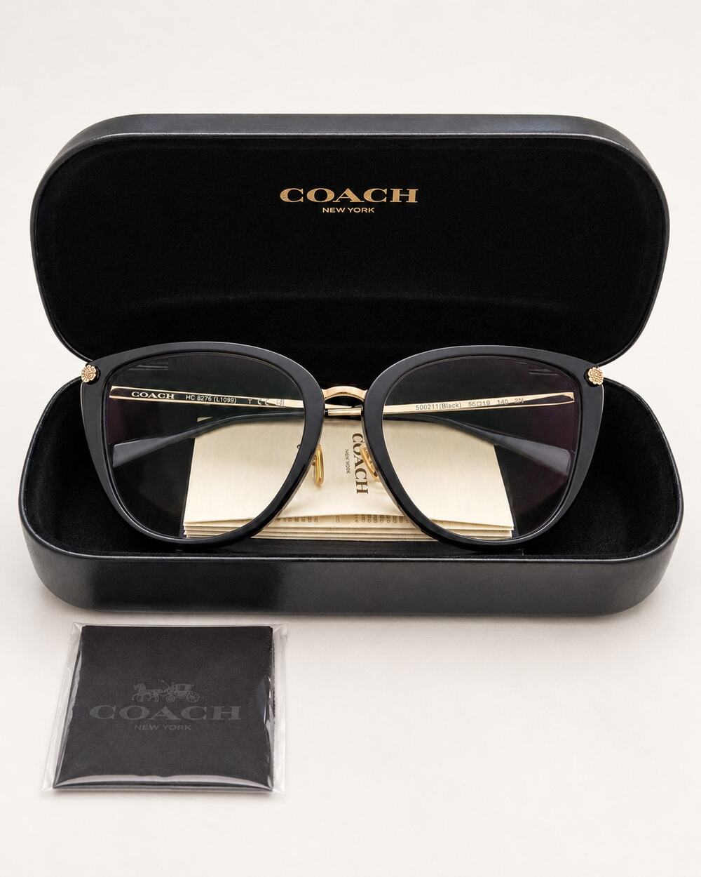 Coach HC8276 / L1099 Black & Gold Designer Frames With Original Coach Case